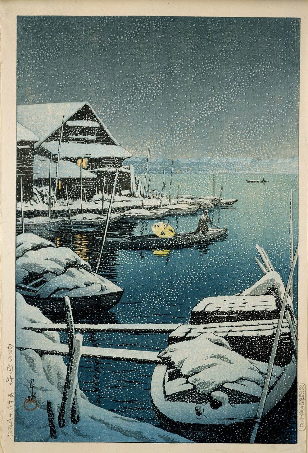 Hasui Kawase - Snow at Mukôjima (Yuki no Mukôjima)