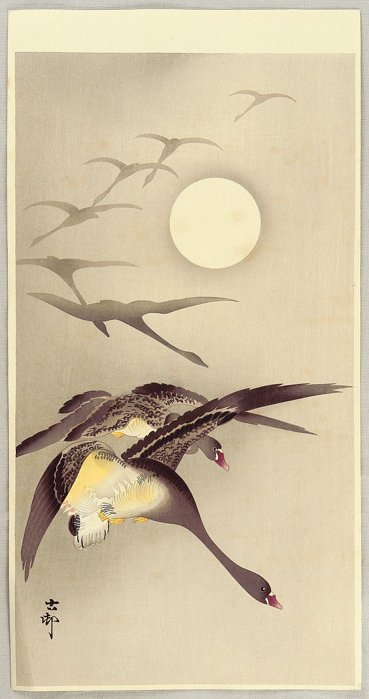 Ohara Koson - Geese and the Moon