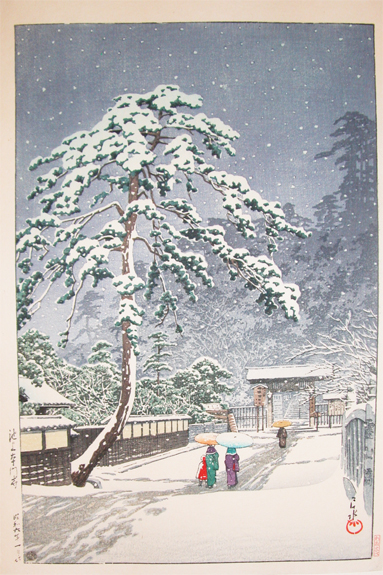 Hasui Kawase - Hommonji Temple in Snow