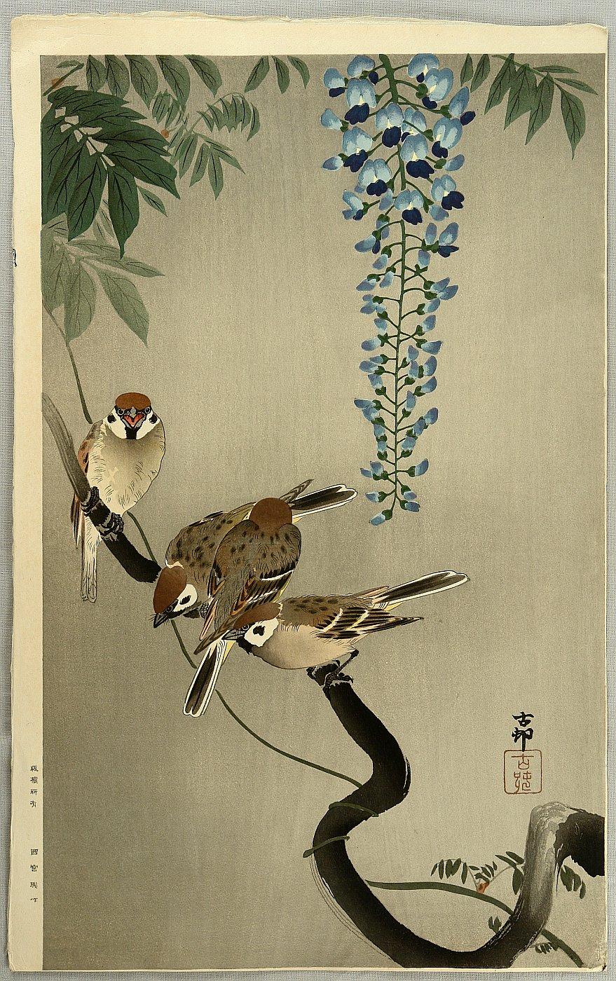 Ohara Koson - Sparrows and Wisteria