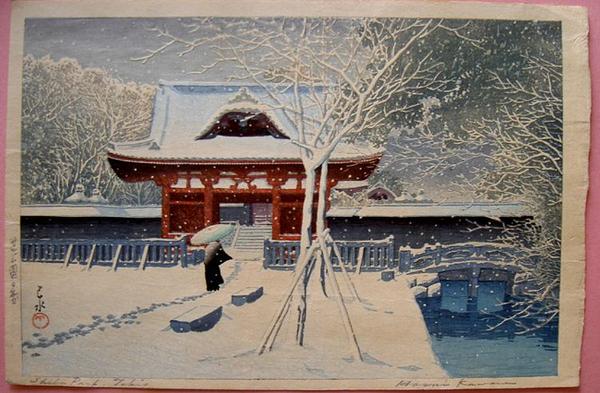 Hasui Kawase - Snow At Shiba Park, Tokyo