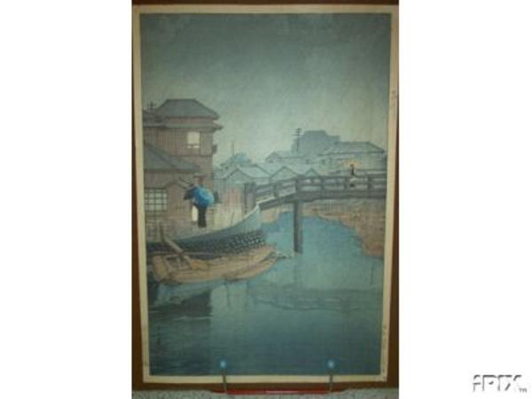 Hasui Kawase - Rainy Season at Ryoshimachi, Shinagawa