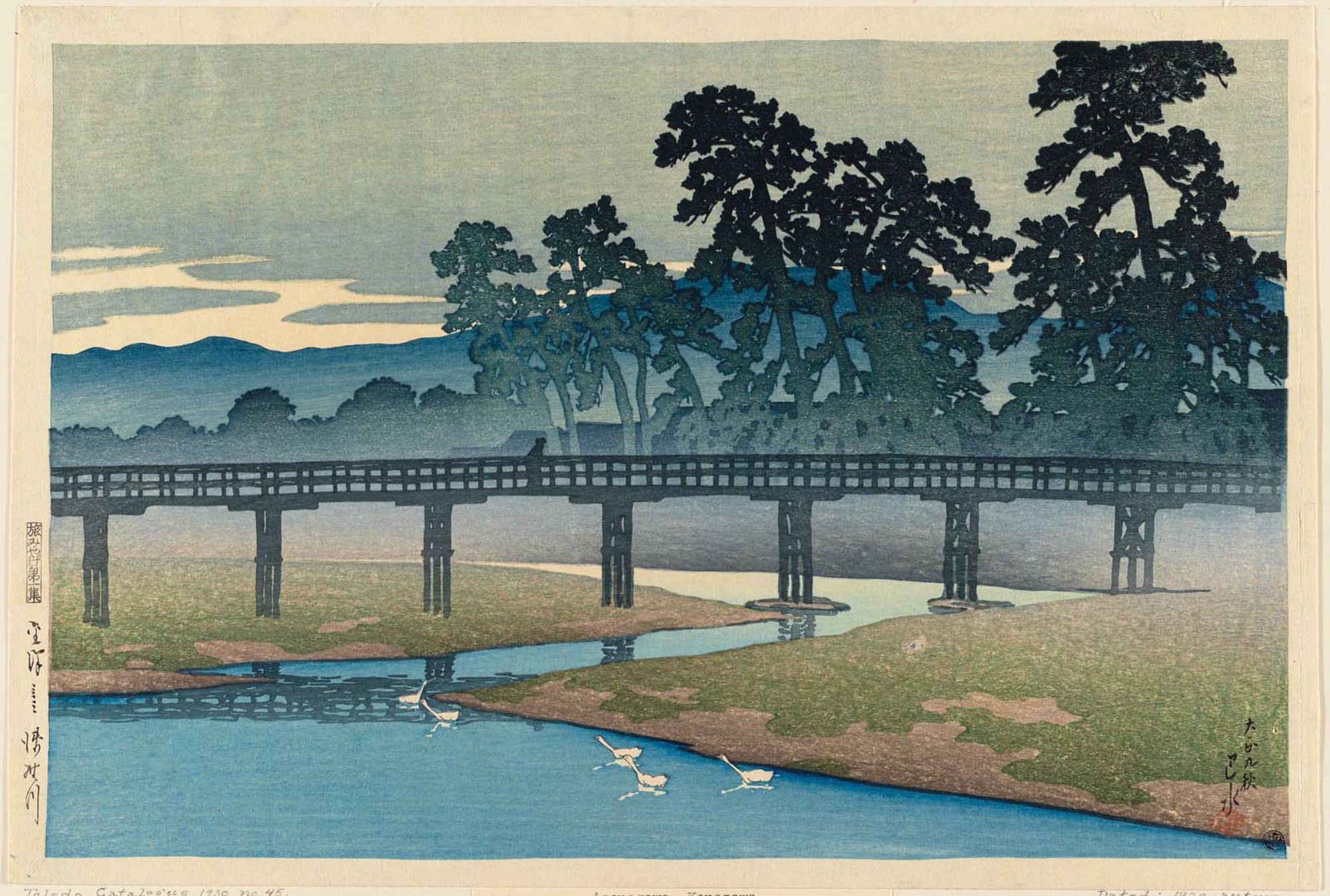 Hasui Kawase - The Asano River in Kanazawa (Kanazawa Asanogawa), from the series Souvenirs of Travel I (Tabi miyage dai isshû)